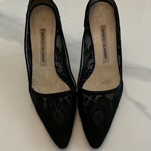 Manolo Blahnik Black Lace Heels